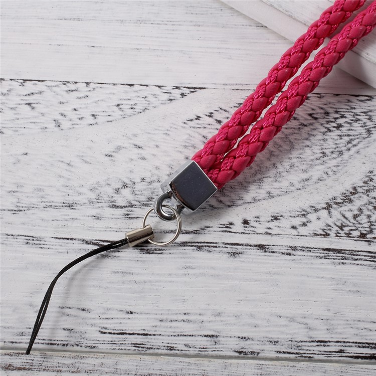 Woven Pattern Detachable Long Lanyard Neck Strap for Cellphone Camera - Rose-3