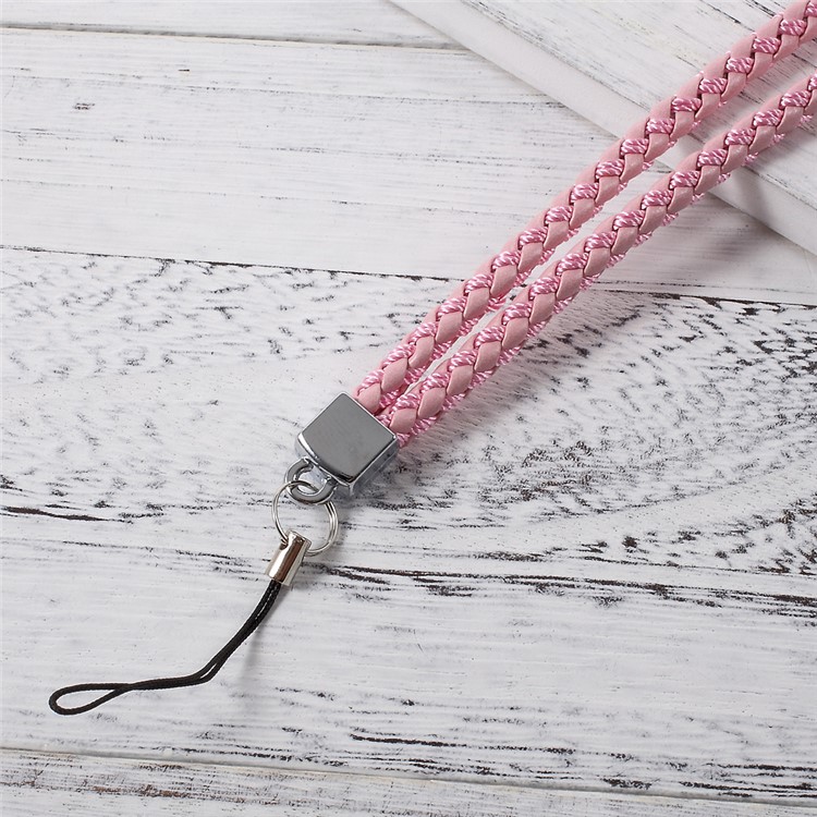 Woven Pattern Detachable Universal Long Lanyard Neck Strap for Cellphone Camera - Pink-2
