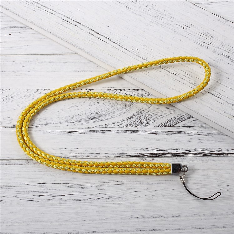 Woven Pattern Universal Neck Long Strap Lanyard for Cellphone Camera - Yellow-2