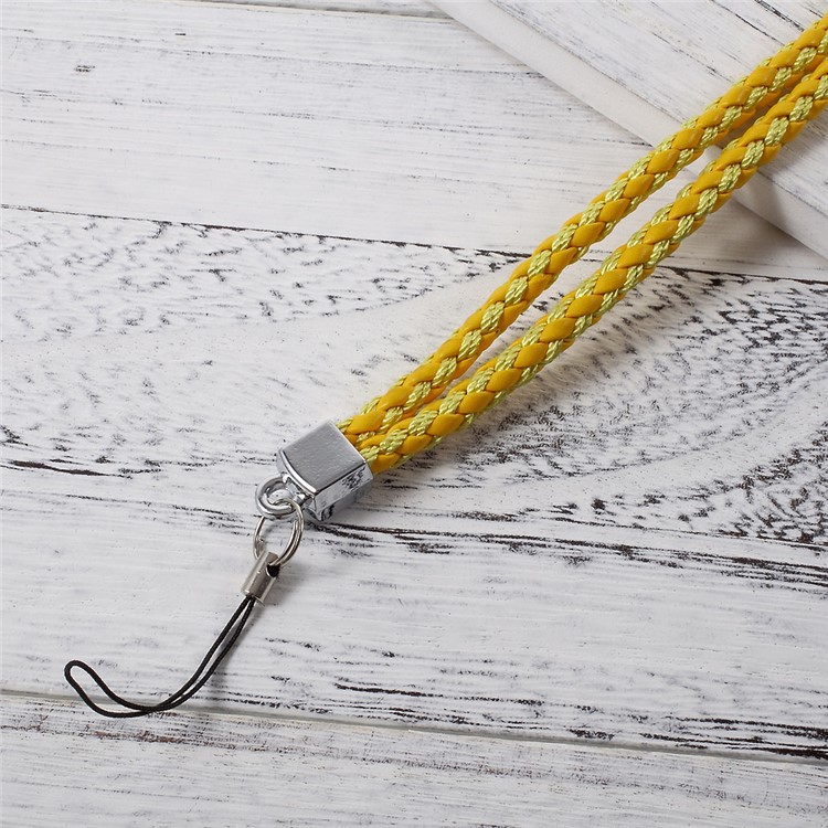 Woven Pattern Universal Neck Long Strap Lanyard for Cellphone Camera - Yellow-3