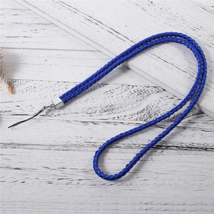 Woven Pattern Universal Long Lanyard Neck Strap String for Cellphone Camera - Dark Blue-1