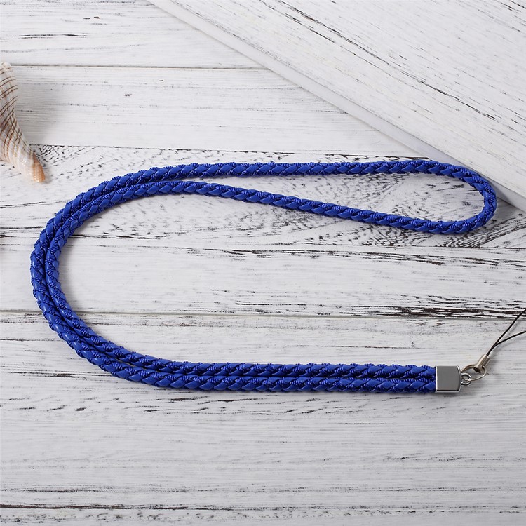 Woven Pattern Universal Long Lanyard Neck Strap String for Cellphone Camera - Dark Blue-2
