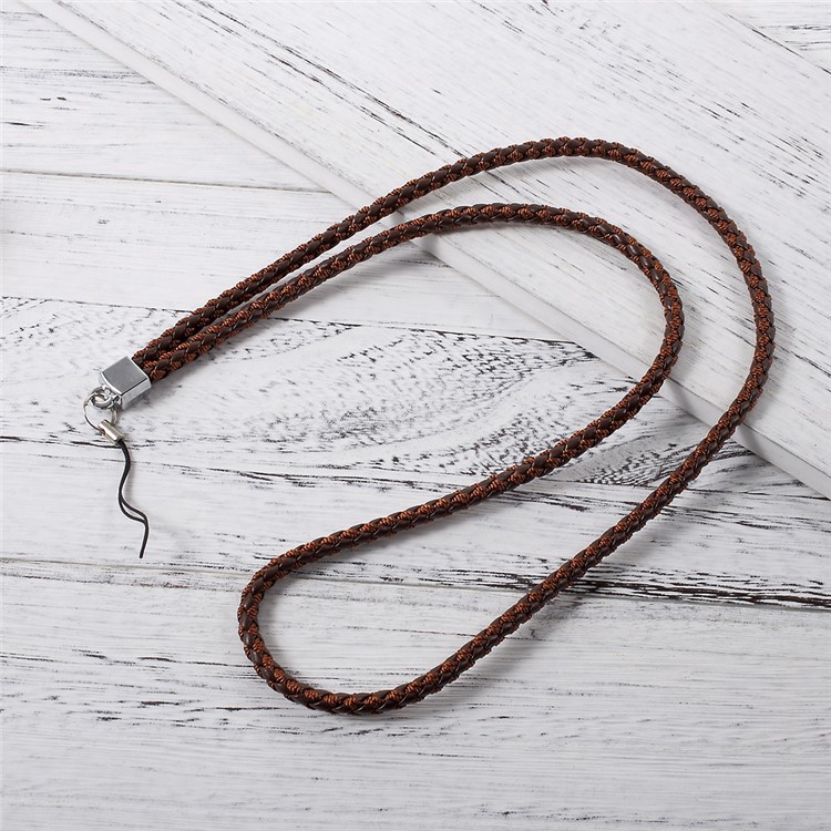 Woven Pattern Detachable Long Neck Strap Lanyard for Cellphone Camera - Brown-1
