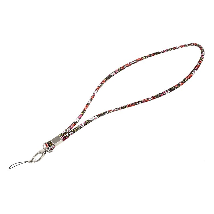 Print Leather Universal Long Lanyard Neck Strap for Cellphone Camera - Rose / Yellow-2