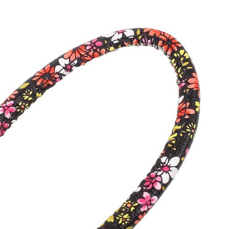 Print Leather Universal Long Lanyard Neck Strap for Cellphone Camera - Rose / Yellow-4