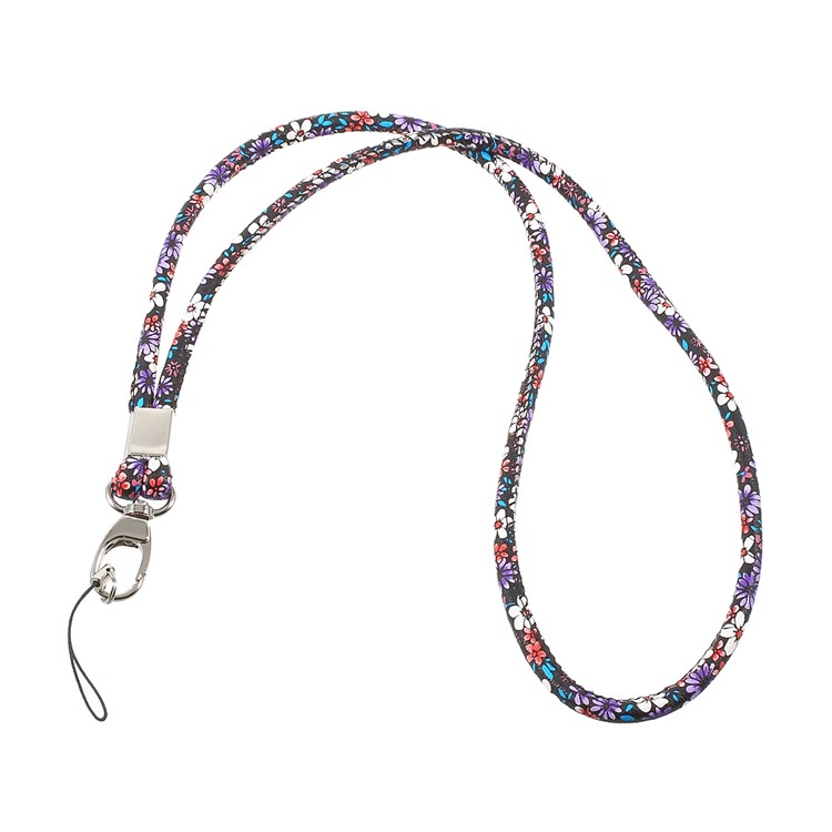 Print Leather Universal Long Lanyard Neck Strap for Cellphone Camera - Rose / Purple-1