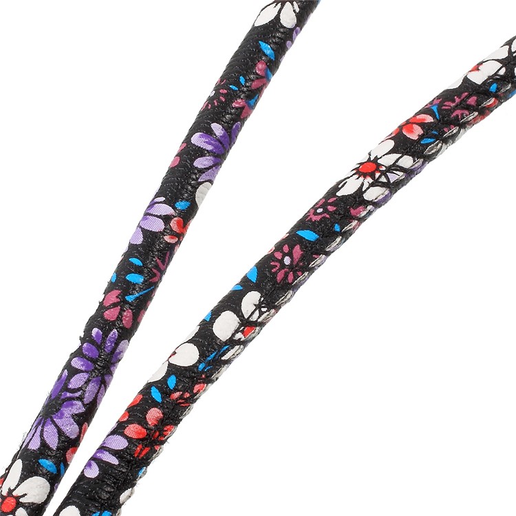 Print Leather Universal Long Lanyard Neck Strap for Cellphone Camera - Rose / Purple-4