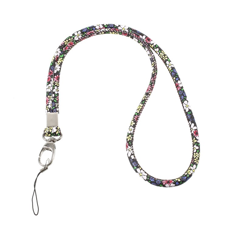 Print Leather Universal Long Lanyard Neck Strap for Cellphone Camera - Blue / Yellow-1
