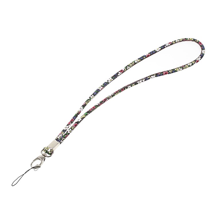 Print Leather Universal Long Lanyard Neck Strap for Cellphone Camera - Blue / Yellow-2