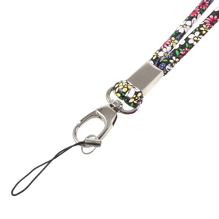 Print Leather Universal Long Lanyard Neck Strap for Cellphone Camera - Blue / Yellow-3