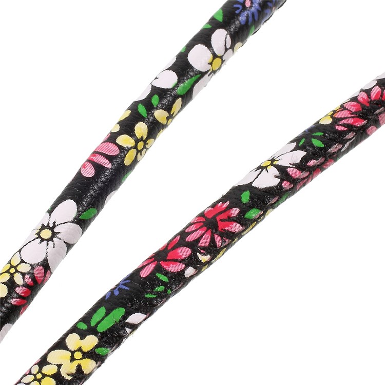 Print Leather Universal Long Lanyard Neck Strap for Cellphone Camera - Blue / Yellow-4