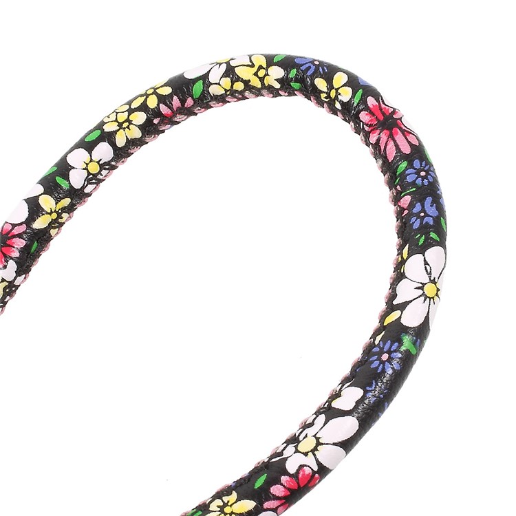 Print Leather Universal Long Lanyard Neck Strap for Cellphone Camera - Blue / Yellow-5