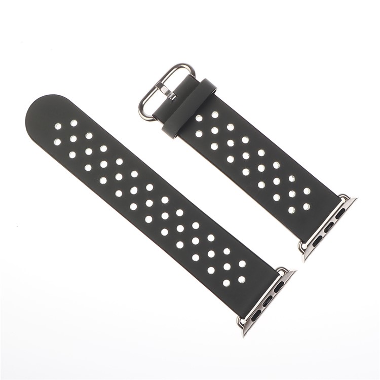 Mesh Genuine Leather Watch Band for Apple Watch Series 1 Series 2 38mm with Axle Connectors - Grey-1