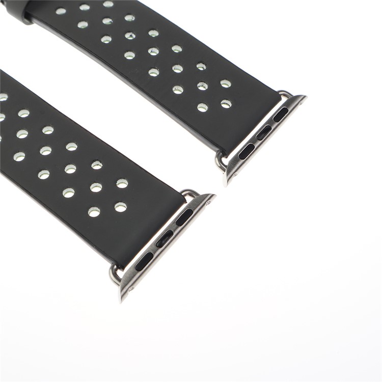 Mesh Genuine Leather Watch Band for Apple Watch Series 1 Series 2 38mm with Axle Connectors - Grey-4