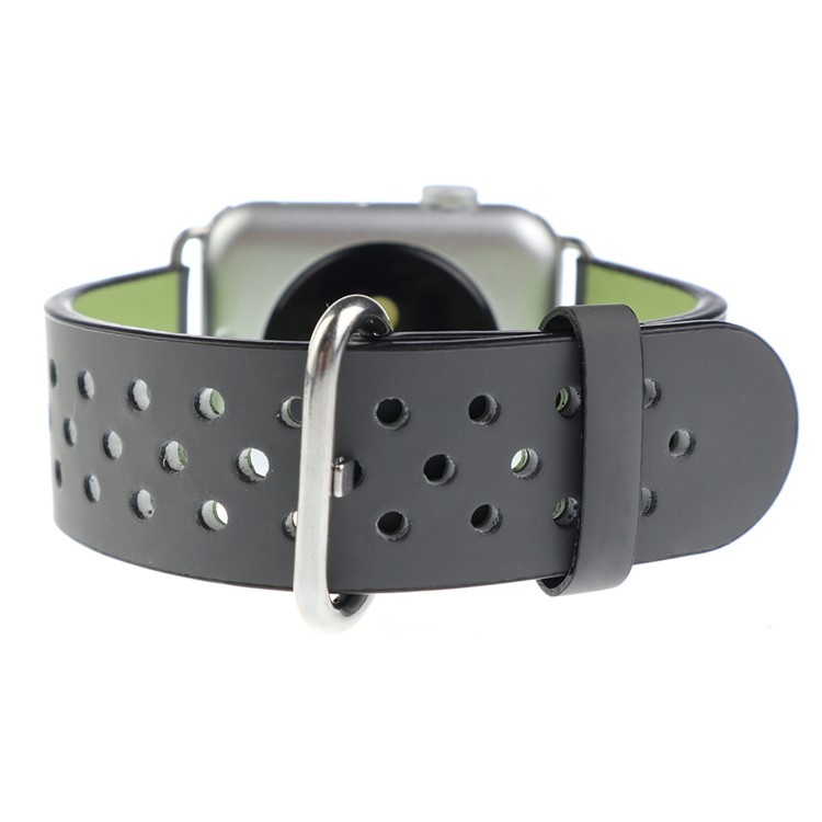 Mesh Genuine Leather Watch Band for Apple Watch Series 1 Series 2 38mm with Axle Connectors - Grey-5
