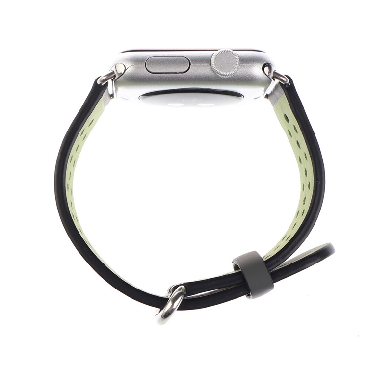 Mesh Genuine Leather Watch Band for Apple Watch Series 1 Series 2 38mm with Axle Connectors - Grey-6