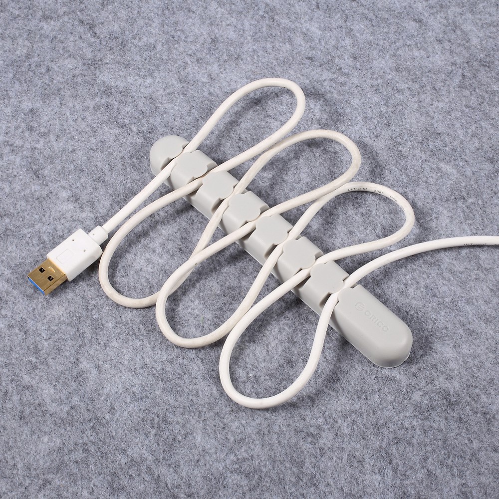 ORICO CBS7 Silicone Cable Holder Clip Audio/USB Cord Organizer - Grey-1