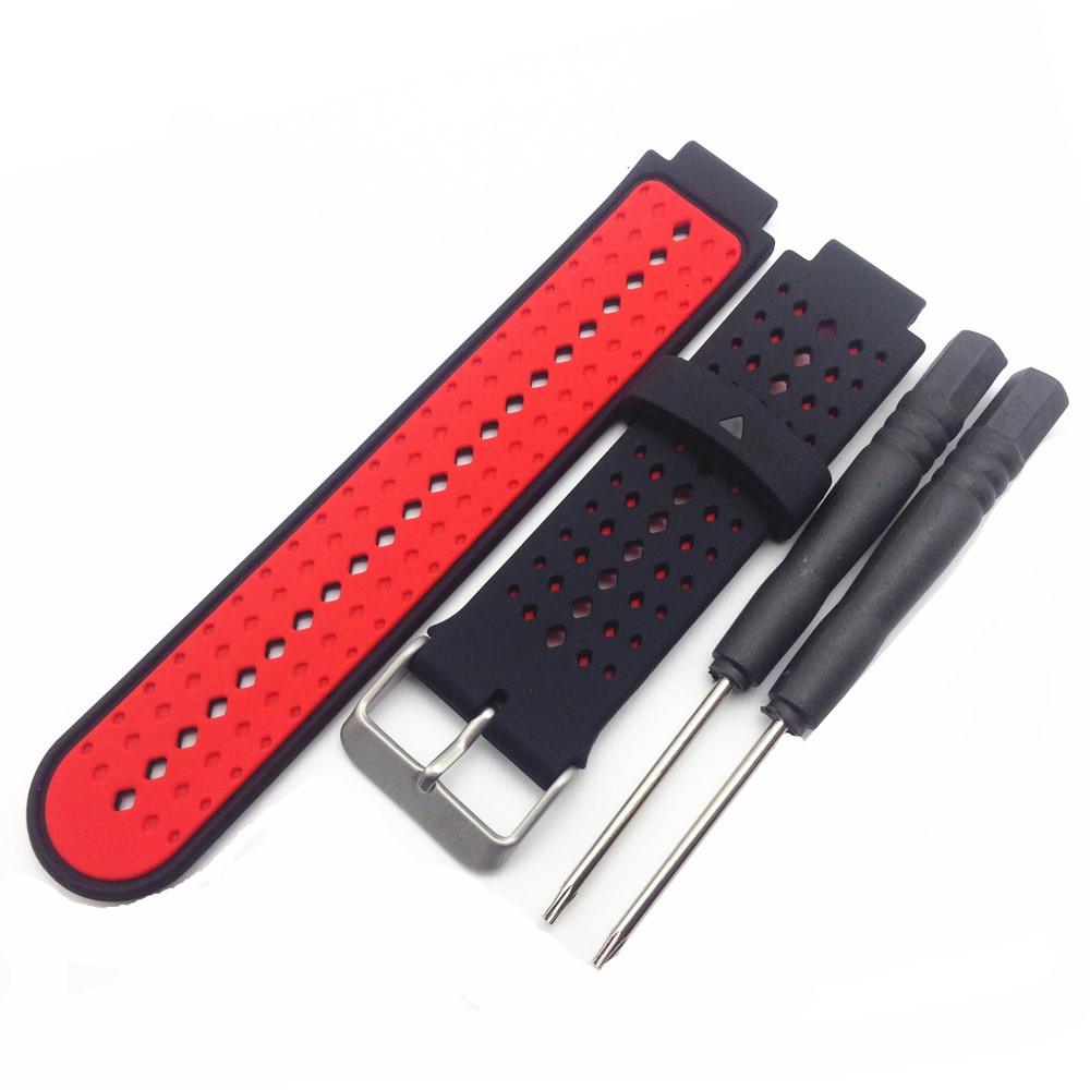 Universal Soft Silicone Watch Strap for Garmin Forerunner 220/230/235/630/620/735 - Red / Black-1