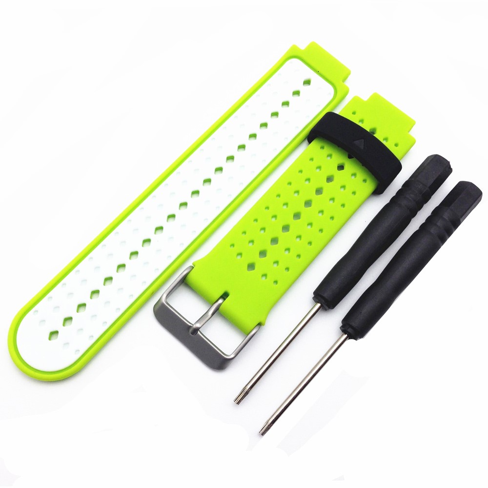 Unisex Universal Silicone Watch Strap for Garmin Forerunner 220/230/235/630/620/735 - White / Green-1