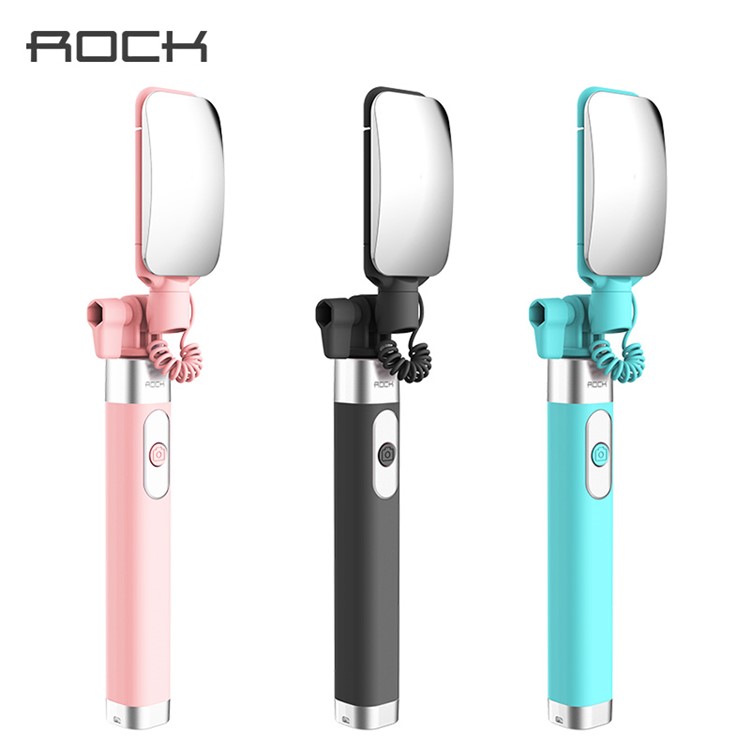 ROCK Mini Lightning Wired Foldable Extendable Selfie Stick with Mirror for iPhone Samsung Huawei etc - Black-6