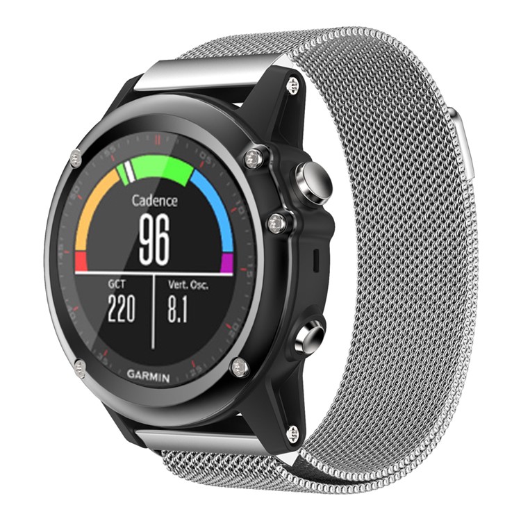 For Garmin Fenix 3 Smart Watch Band Milanese Loop Stainless Steel Replacement Strap - Silver Color-2