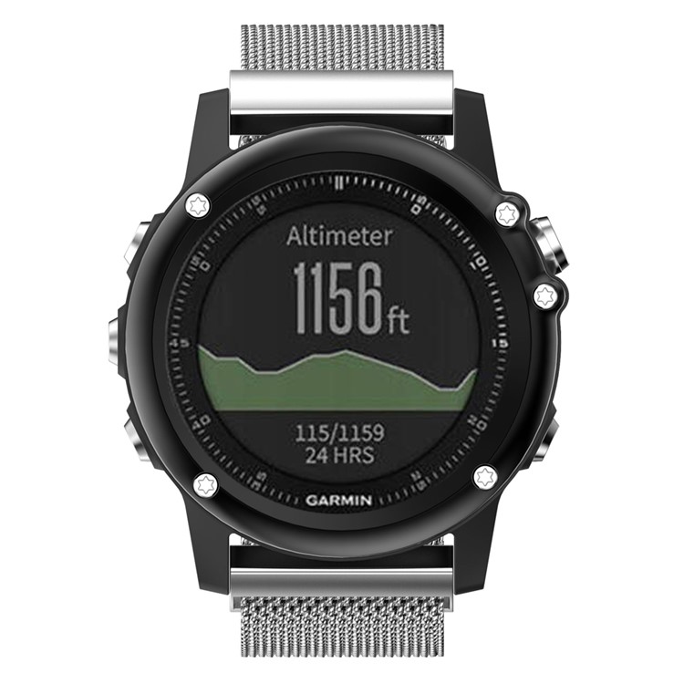 For Garmin Fenix 3 Smart Watch Band Milanese Loop Stainless Steel Replacement Strap - Silver Color-3