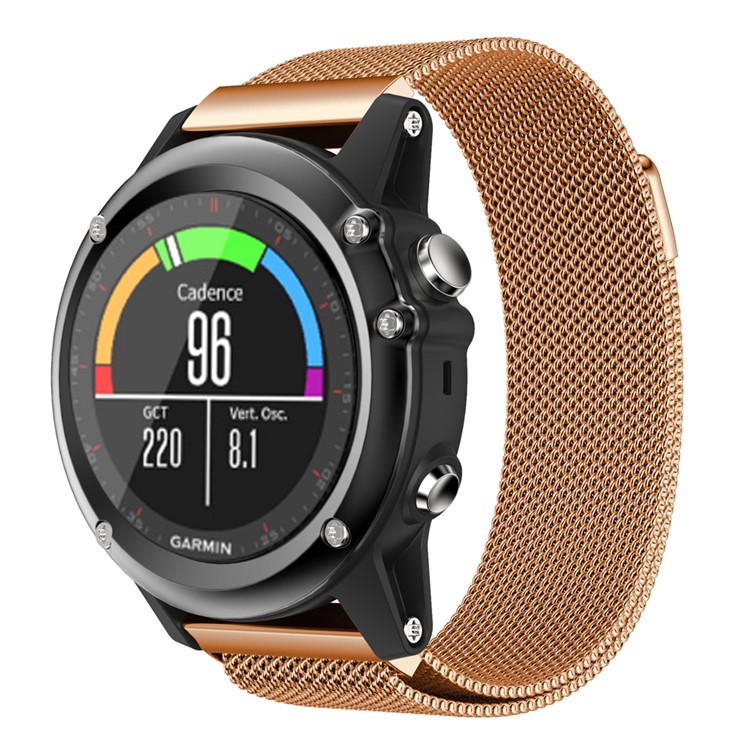 For Garmin Fenix 3 Watch Strap Milanese Loop Stainless Steel Replacement Band - Rose Gold Color-2