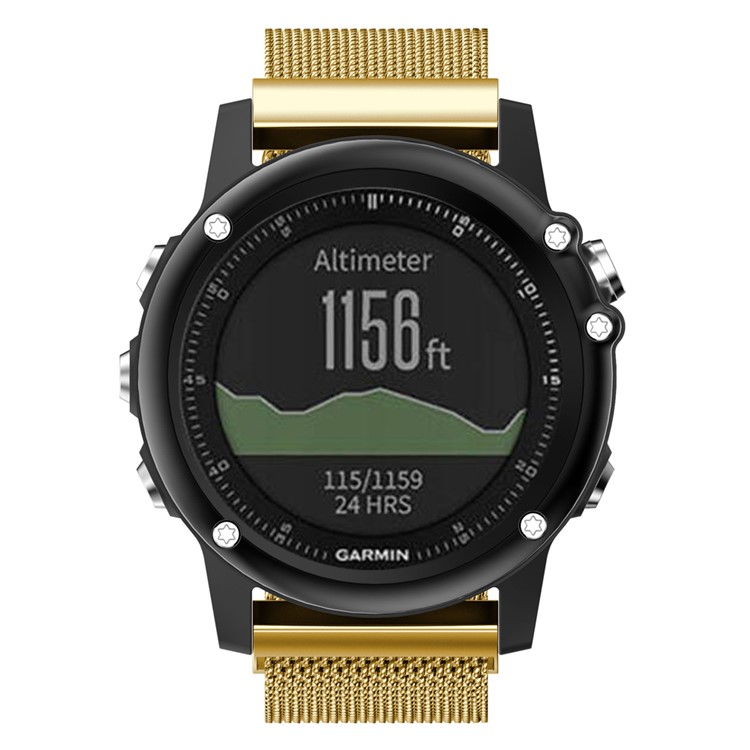 Milanese Loop Stainless Steel Magnetic Watch Wrist Strap for Garmin Fenix 3 - Gold Color-3