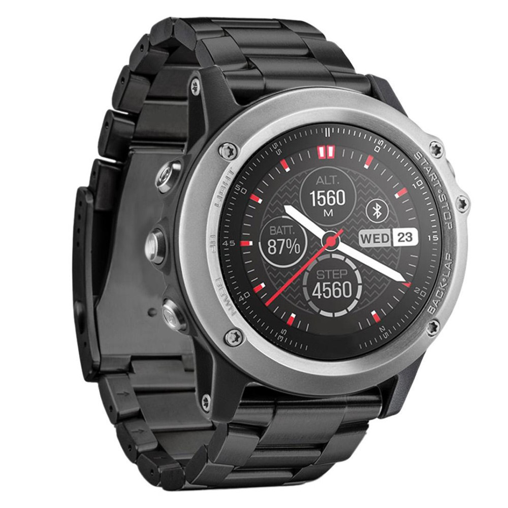 Banda de Relógio de Aço Inoxidável Para Garmin Fenix ​​3. , Substituição do Relógio de Cano Dobrável de Três Bidas - Preto-2