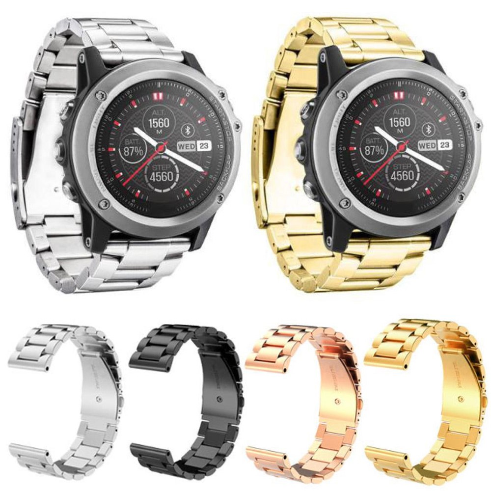 Banda de Relógio de Aço Inoxidável Para Garmin Fenix ​​3. , Substituição do Relógio de Cano Dobrável de Três Bidas - Preto-5