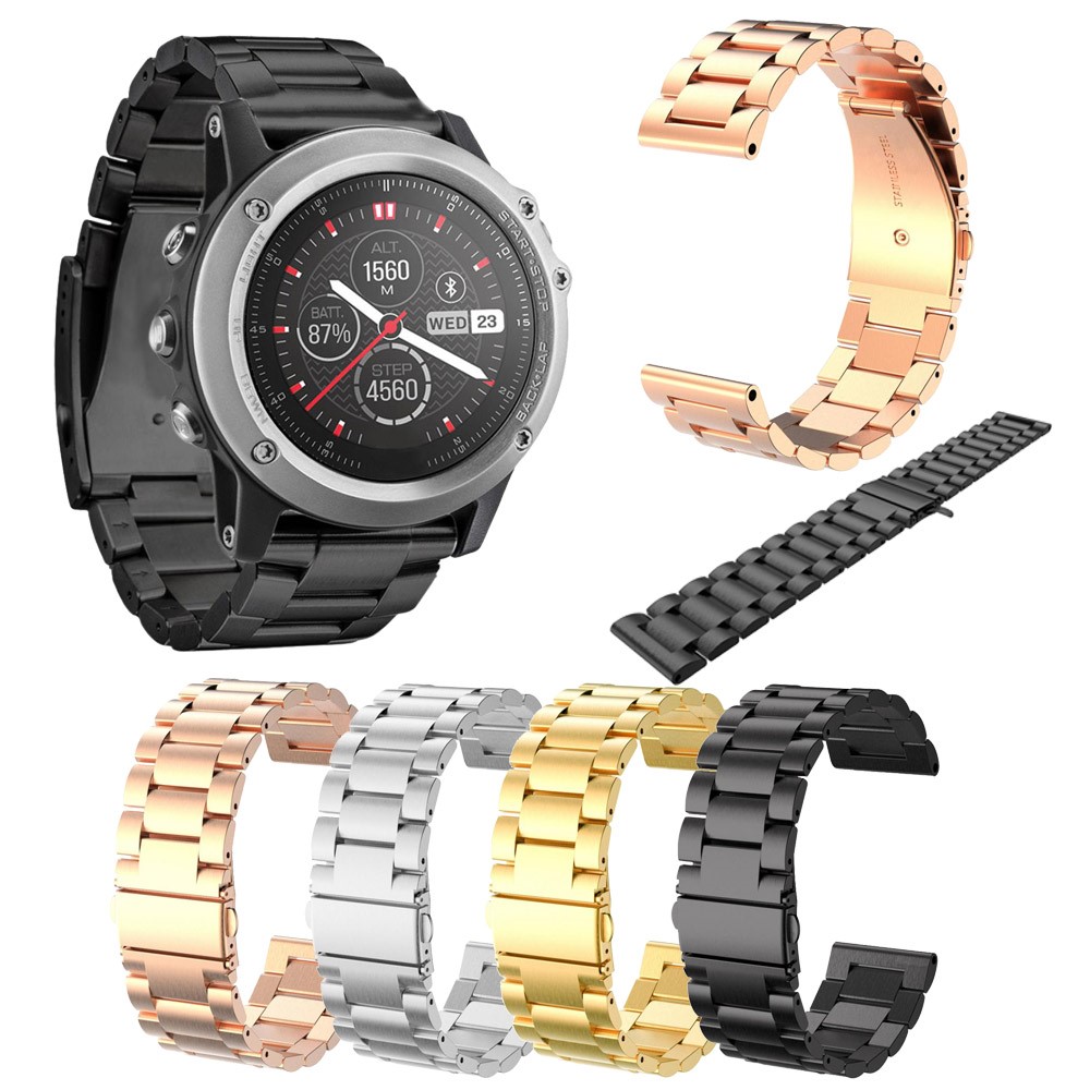 Bande de Montre en Acier Inoxydable Pour Garmin Fenix ​​3. , Remplacement de la Sangle de Montre Pliant à Trois Perches - Couleur Argent