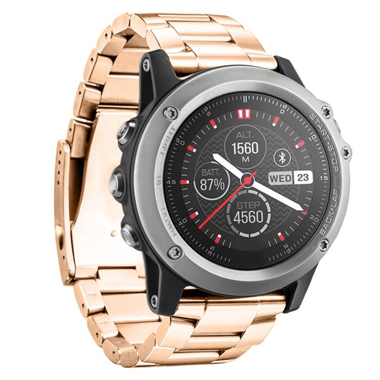 Luxury Stainless Steel Wrist Strap Watch Band for Garmin Fenix 3 - Rose Gold Color-2