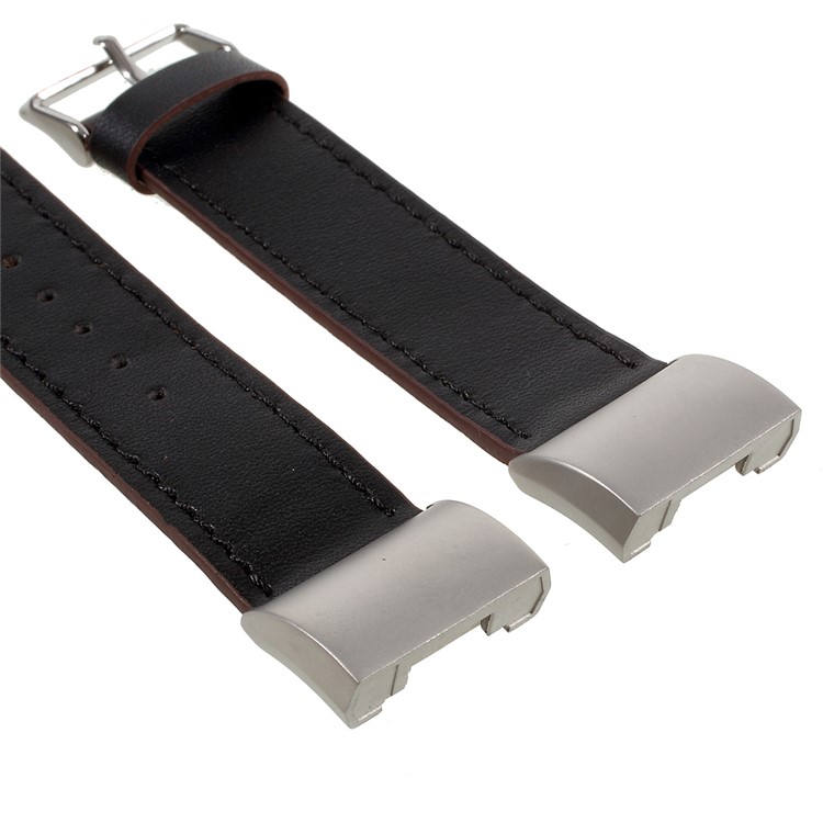 For Fitbit Charge 2 Genuine Leather Watch Band Watchband Replacement - Black-5