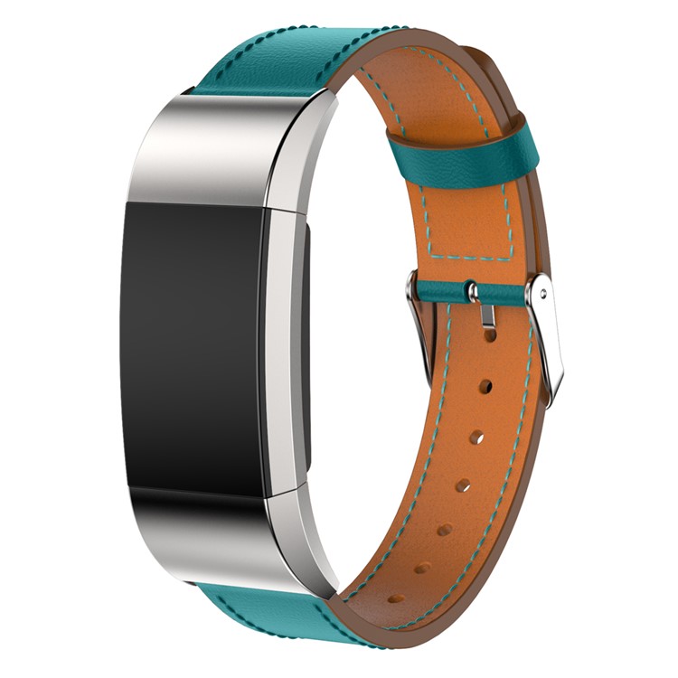 Genuine Leather Watch Wrist Band Replacement for Fitbit Charge 2 - Baby Blue-3