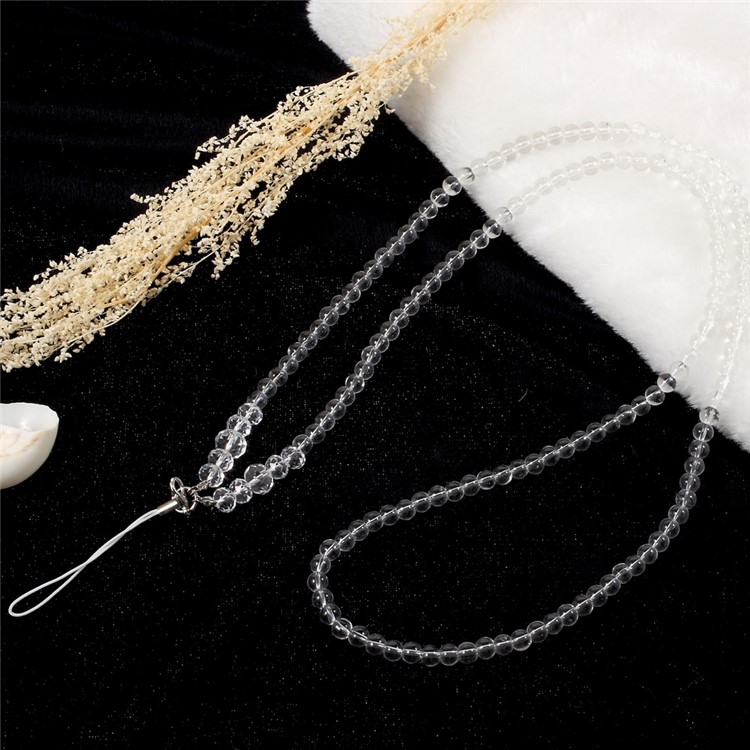 Crystal Bead Cell Phone Accessory Lanyard Detachable Key/U Disk Neck Strap - Transparent-1