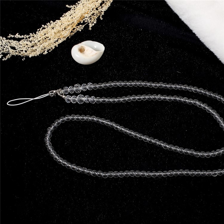 Crystal Bead Cell Phone Accessory Lanyard Detachable Key/U Disk Neck Strap - Transparent-5