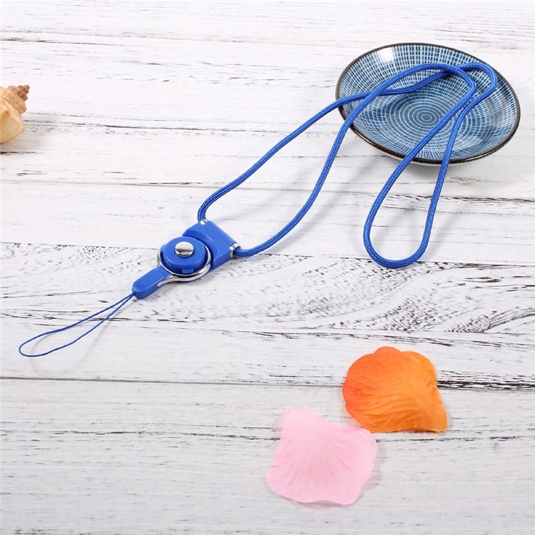 Nylon Lanyard Detachable Neck Strap for Cellphone Camera MP3 USB Flash Drive - Dark Blue-1