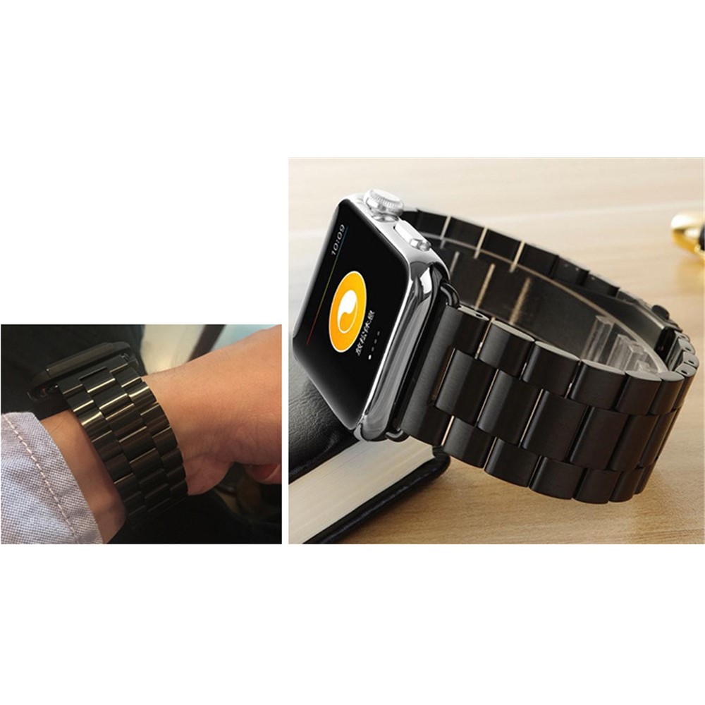 316 Stainless Steel Watch Band with Lugs Adapters for Apple Watch 42mm Series 1 Series 2 - Black-3