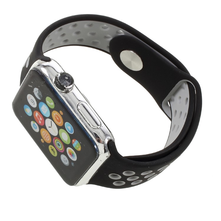 Silicone Watchband Replacement Wrist Strap for Apple Watch 38mm Series 1 Series 2 Series 3 - Black-3