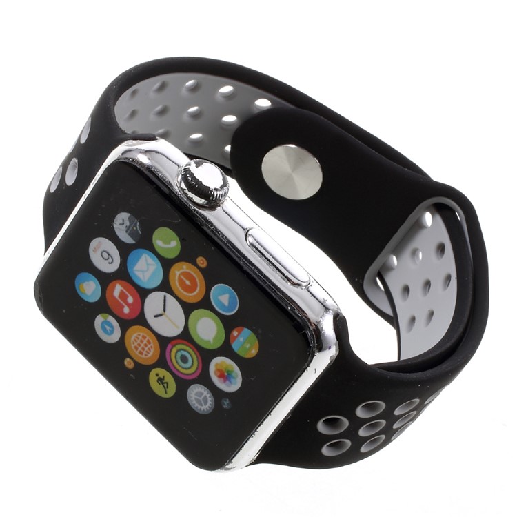 Silicone Watchband Replacement Wrist Strap for Apple Watch 38mm Series 1 Series 2 Series 3 - Black-7