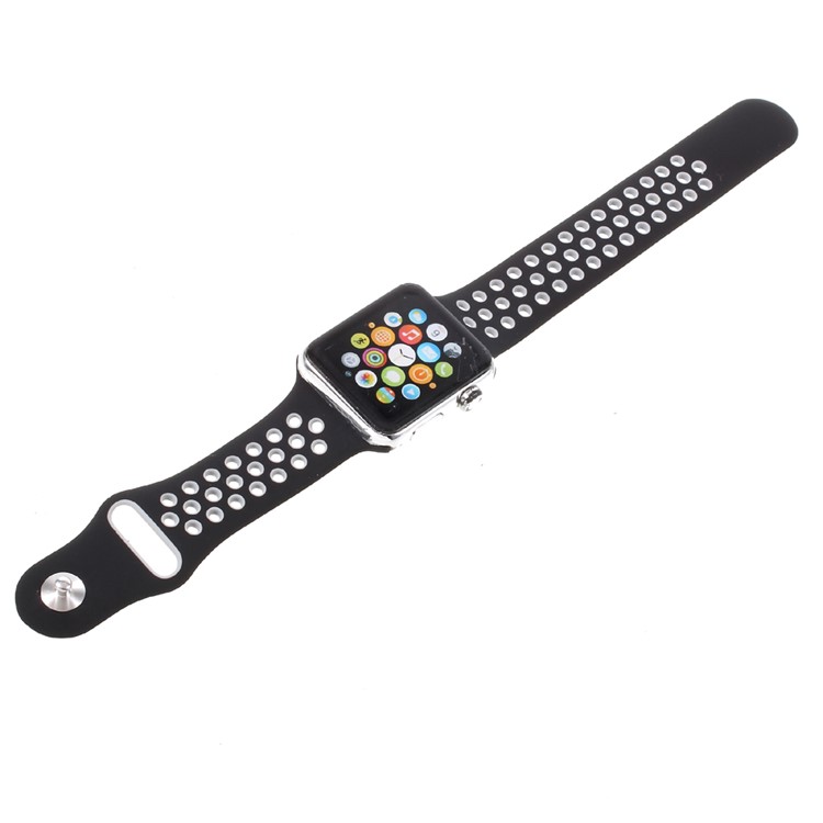Silicone Watchband Replacement Wrist Strap for Apple Watch 38mm Series 1 Series 2 Series 3 - Black-8