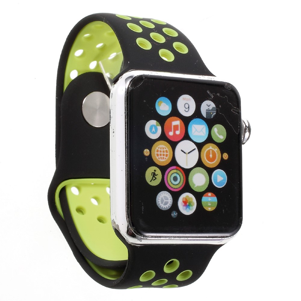 Soft Silicone Watchband Replacement for Apple Watch 38mm Series 1 Series 2 Series 3 - Yellow / Black-3