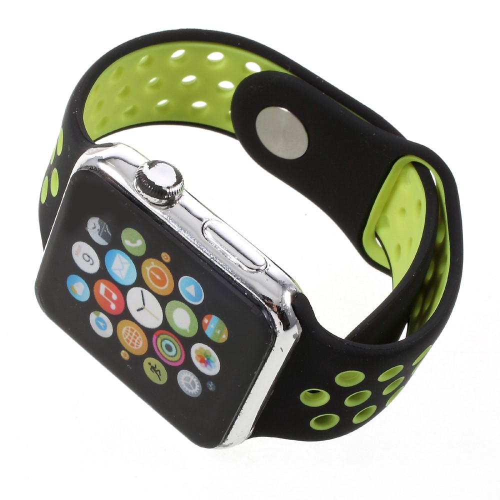 Soft Silicone Watchband Replacement for Apple Watch 38mm Series 1 Series 2 Series 3 - Yellow / Black-4