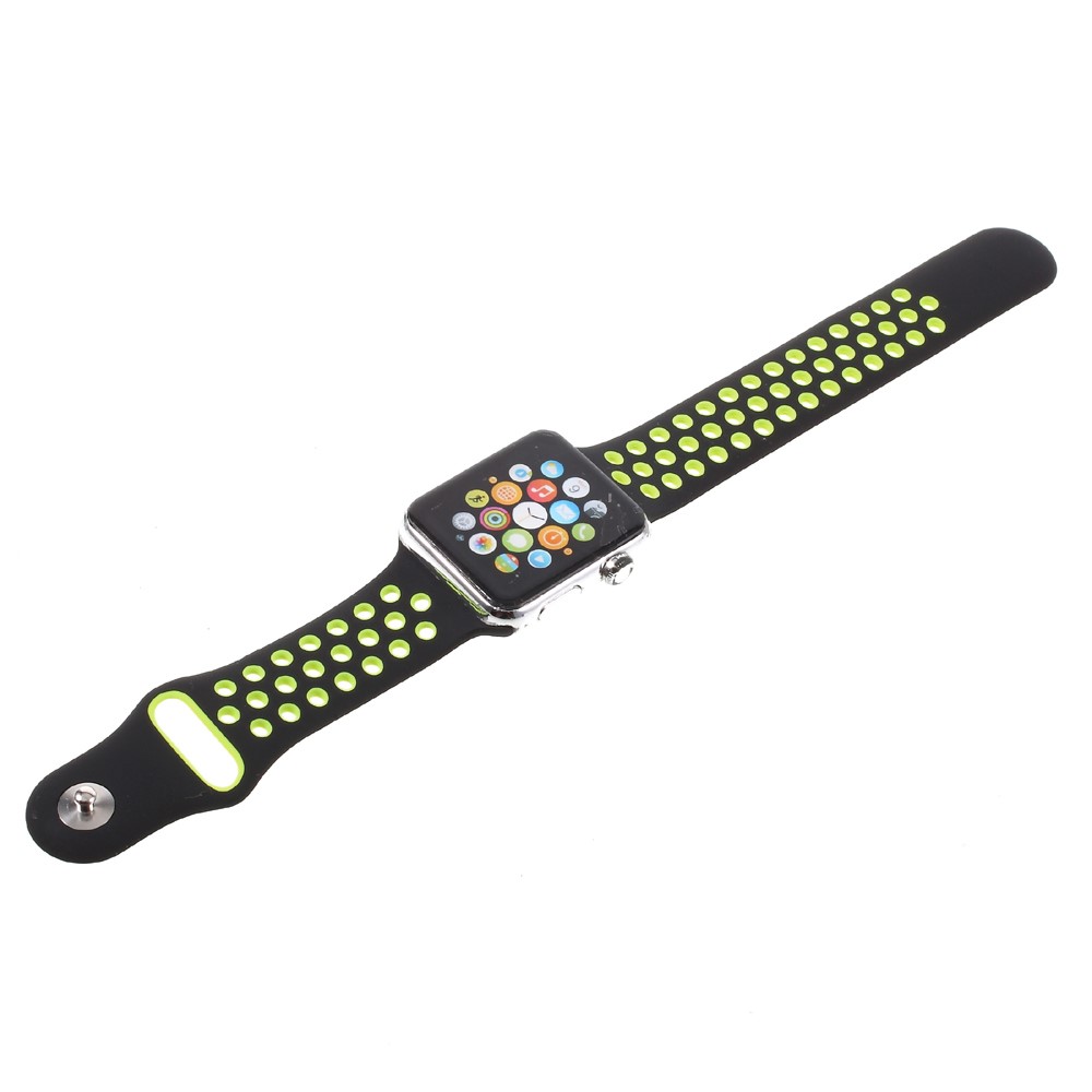 Soft Silicone Watchband Replacement for Apple Watch 38mm Series 1 Series 2 Series 3 - Yellow / Black-6