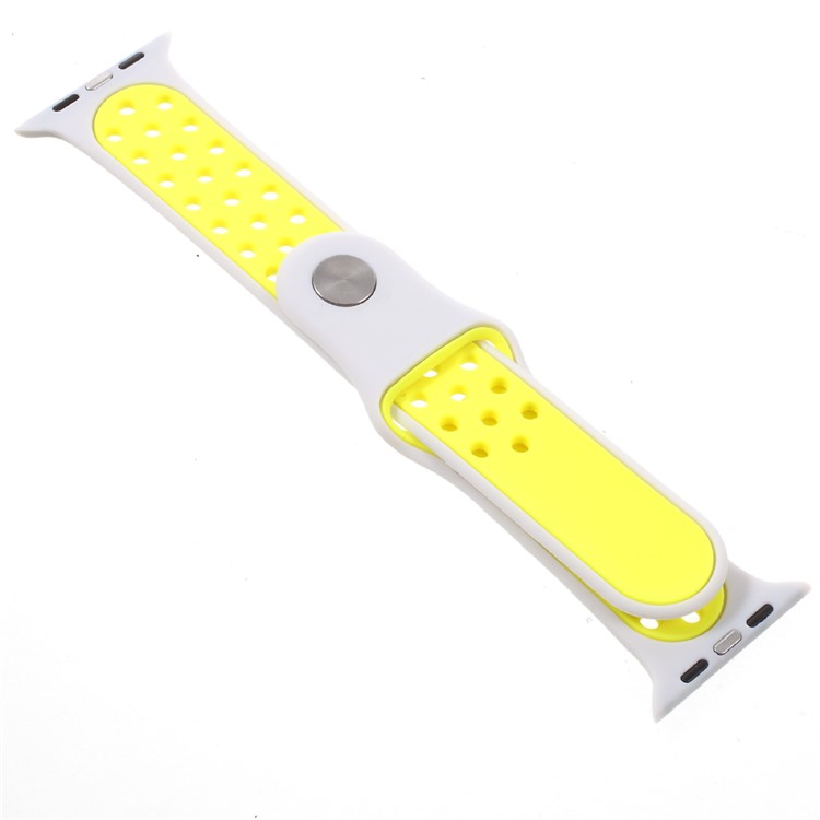 Sports Silicone Watch Band Replacement for Apple Watch 38mm Series 3 Series 1 Series 2 - Yellow / White-8