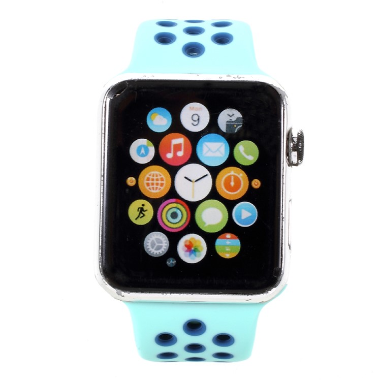 Soft Silicone Watchband Replacement Wrist Strap for Apple Watch 38mm Series 3 Series 1 Series 2 - Cyan-2