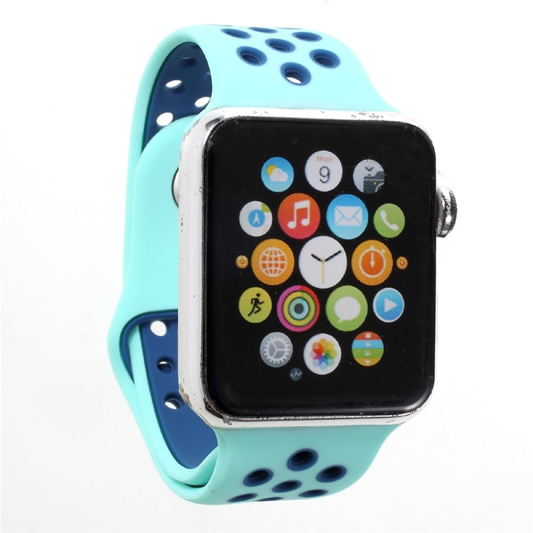 Soft Silicone Watchband Replacement Wrist Strap for Apple Watch 38mm Series 3 Series 1 Series 2 - Cyan-3