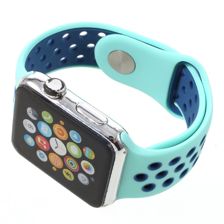 Soft Silicone Watchband Replacement Wrist Strap for Apple Watch 38mm Series 3 Series 1 Series 2 - Cyan-4