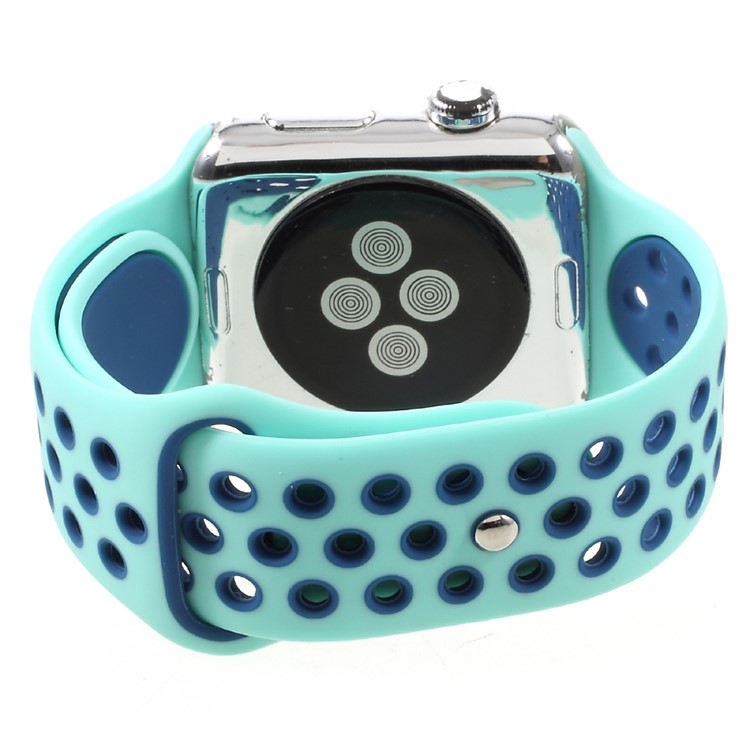 Soft Silicone Watchband Replacement Wrist Strap for Apple Watch 38mm Series 3 Series 1 Series 2 - Cyan-5