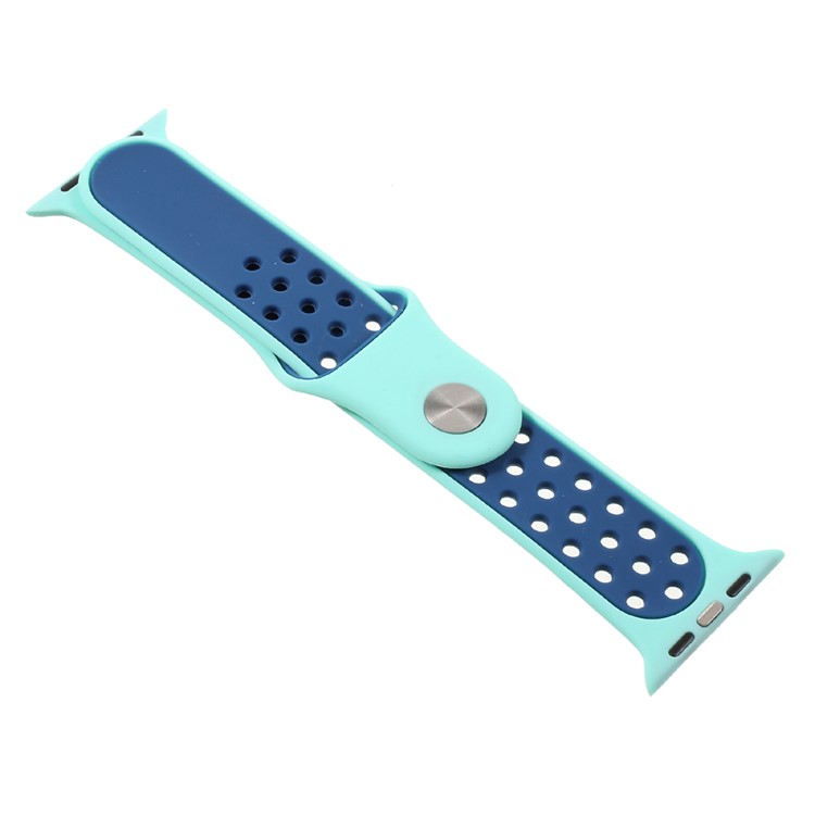 Soft Silicone Watchband Replacement Wrist Strap for Apple Watch 38mm Series 3 Series 1 Series 2 - Cyan-6